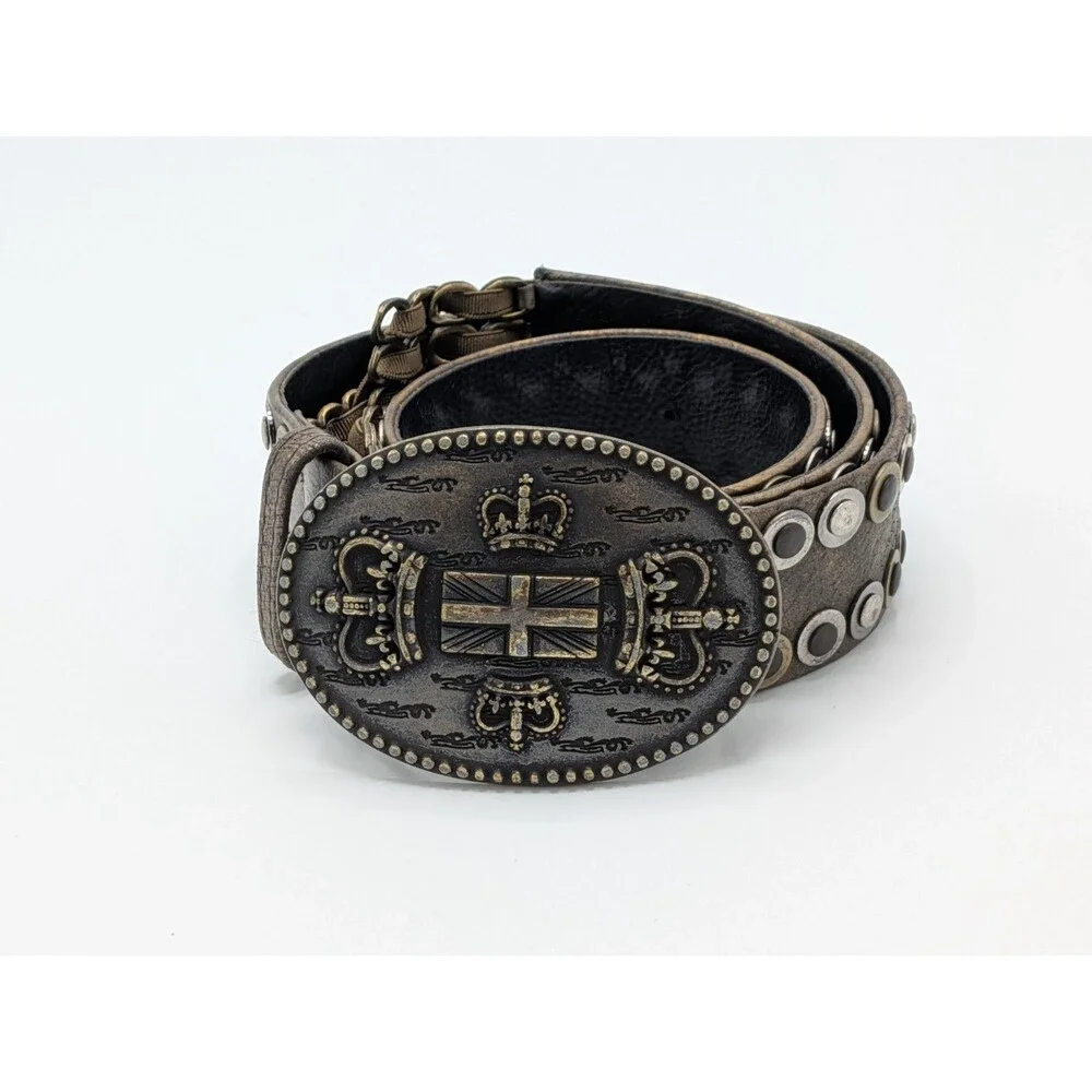 Suzi Roher Canada Belt Large Plus - Steampunk Bronze Brown Union Jack Buckle